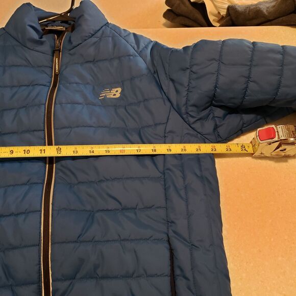 New Balance Men's Medium Blue Quilted Tech Puffer Winter Jacket - Picture 8 of 10